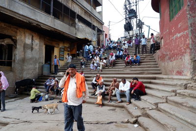 People on street in city