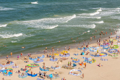 High angle view of people on beach