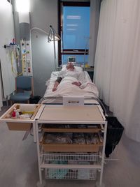 Patient on bed in hospital