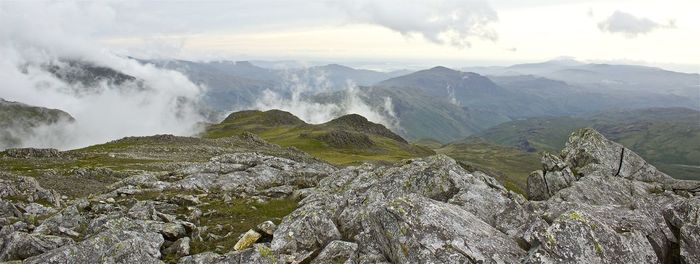 Panoramic view of mountains against sky