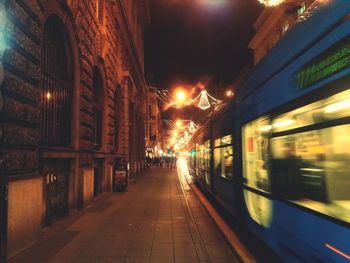 Blurred motion of illuminated train at night