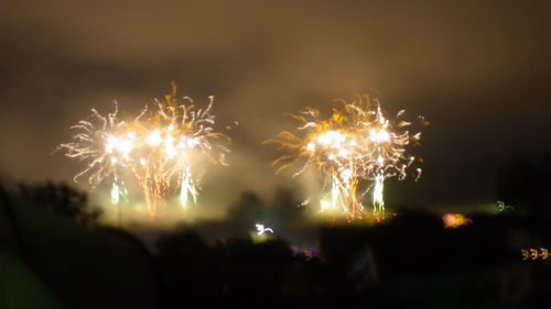 Firework display at night