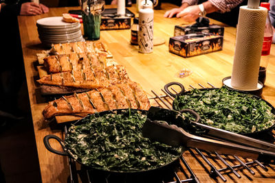 High angle view of food on table