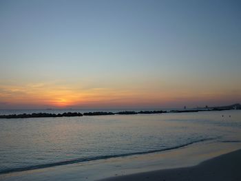 Scenic view of sea at sunset