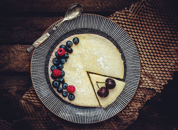 High angle view of cake