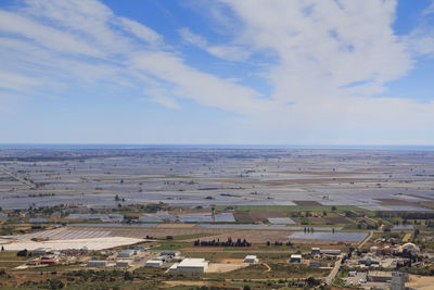 High angle view of landscape against sky