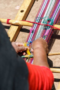 Close-up of multi colored craft from peruvian artist