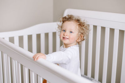 Portrait of cute girl at home