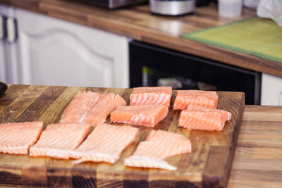 Close-up of fish on cutting board