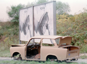 Graffiti on old car