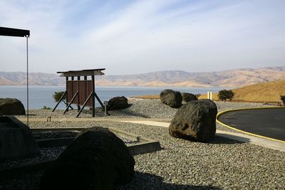 Scenic view of beach against sky