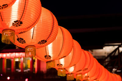 Low angle view of illuminated chinese lanterns