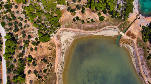 High angle view of land