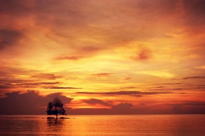 Scenic view of sea against cloudy sky