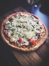 Close-up of pizza on table
