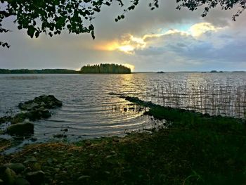 Scenic view of sea at sunset