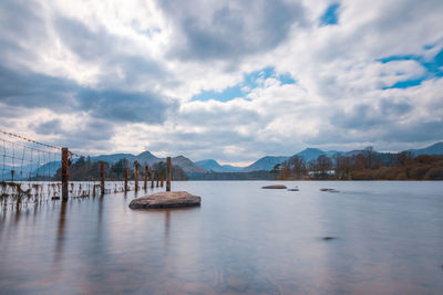 Scenic view of lake against sky