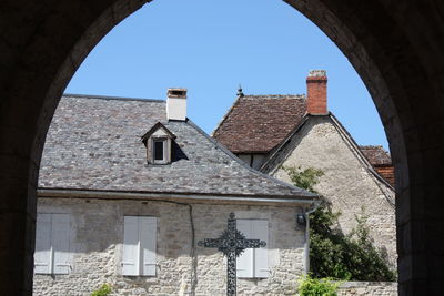 Low angle view of historic building against clear sky