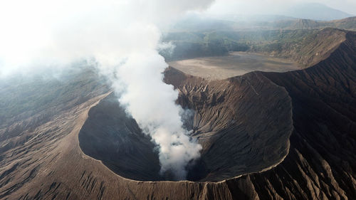 High angle view of volcanic mountain