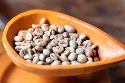 High angle view of eggs in bowl