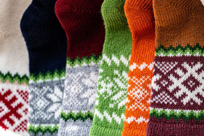 Close-up of multi colored pencils in snow