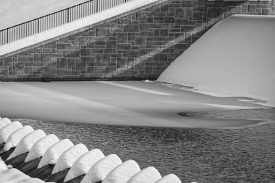 High angle view of swimming pool against wall