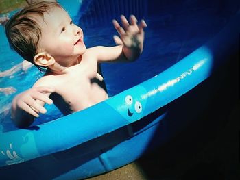 Boy looking at camera