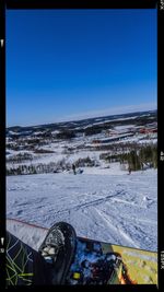 Scenic view of landscape against clear blue sky
