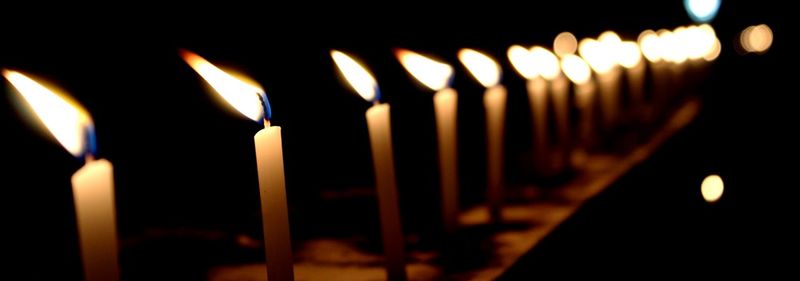 Close-up of fire in the dark