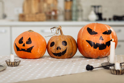 Jack o lantern on table