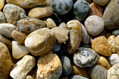 Full frame of pebbles on rocks