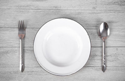 High angle view of breakfast on table
