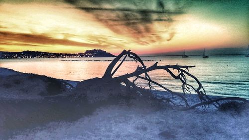 View of sea against sky during sunset