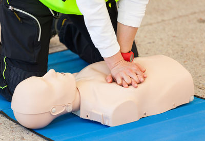 Low section of man lying on floor