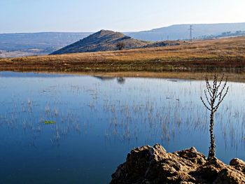 Scenic view of lake against sky