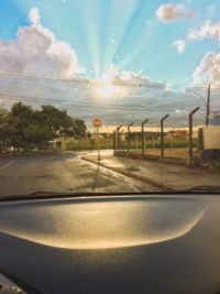 Road seen through car window