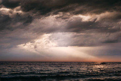 Scenic view of sea against cloudy sky