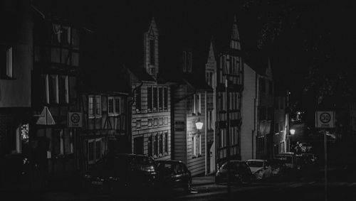 View of buildings at night