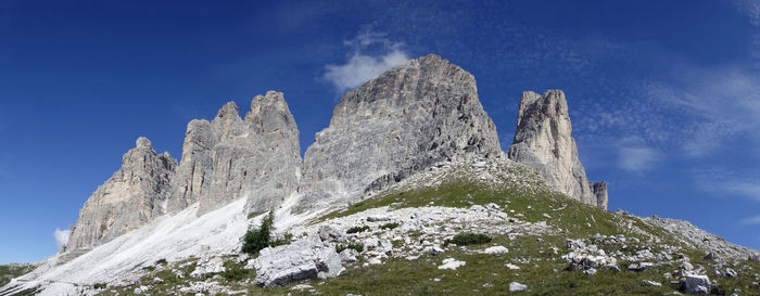 Low angle view of snowcapped mountain against sky