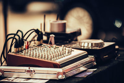 Close-up of sound mixer