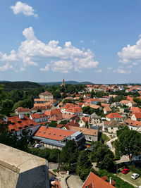 High angle view of townscape against sky