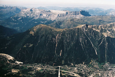 High angle view of rocky mountains