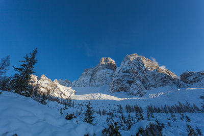 Awesome panorama of the northern side of mount pelmo at sunset, val fiorentina, dolomites, italy