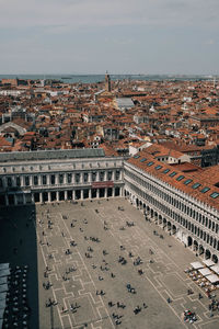 High angle view of buildings in city