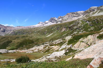 Scenic view of mountains against clear sky