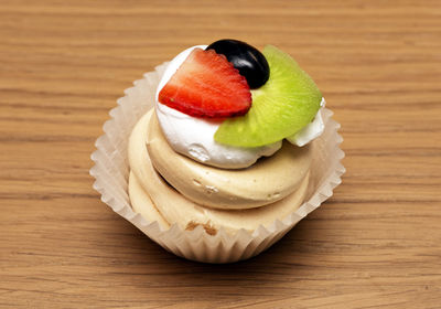 High angle view of cake on table