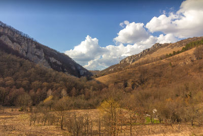 Scenic view of landscape and mountains against sky