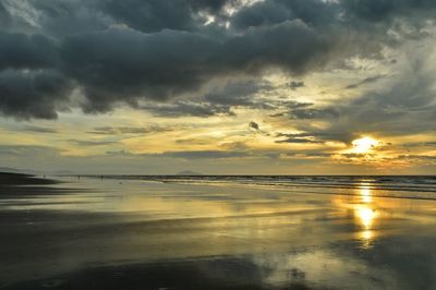 Scenic view of sea at sunset