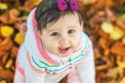 Portrait of cute girl smiling