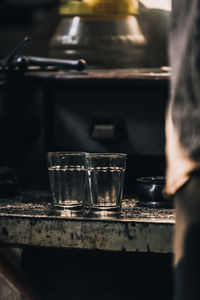 Close-up of wine glass on table